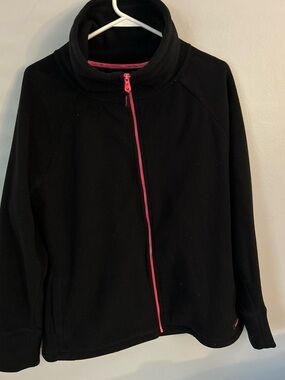 Calvin Klein Black Fleece Jacket with Pink Zipper